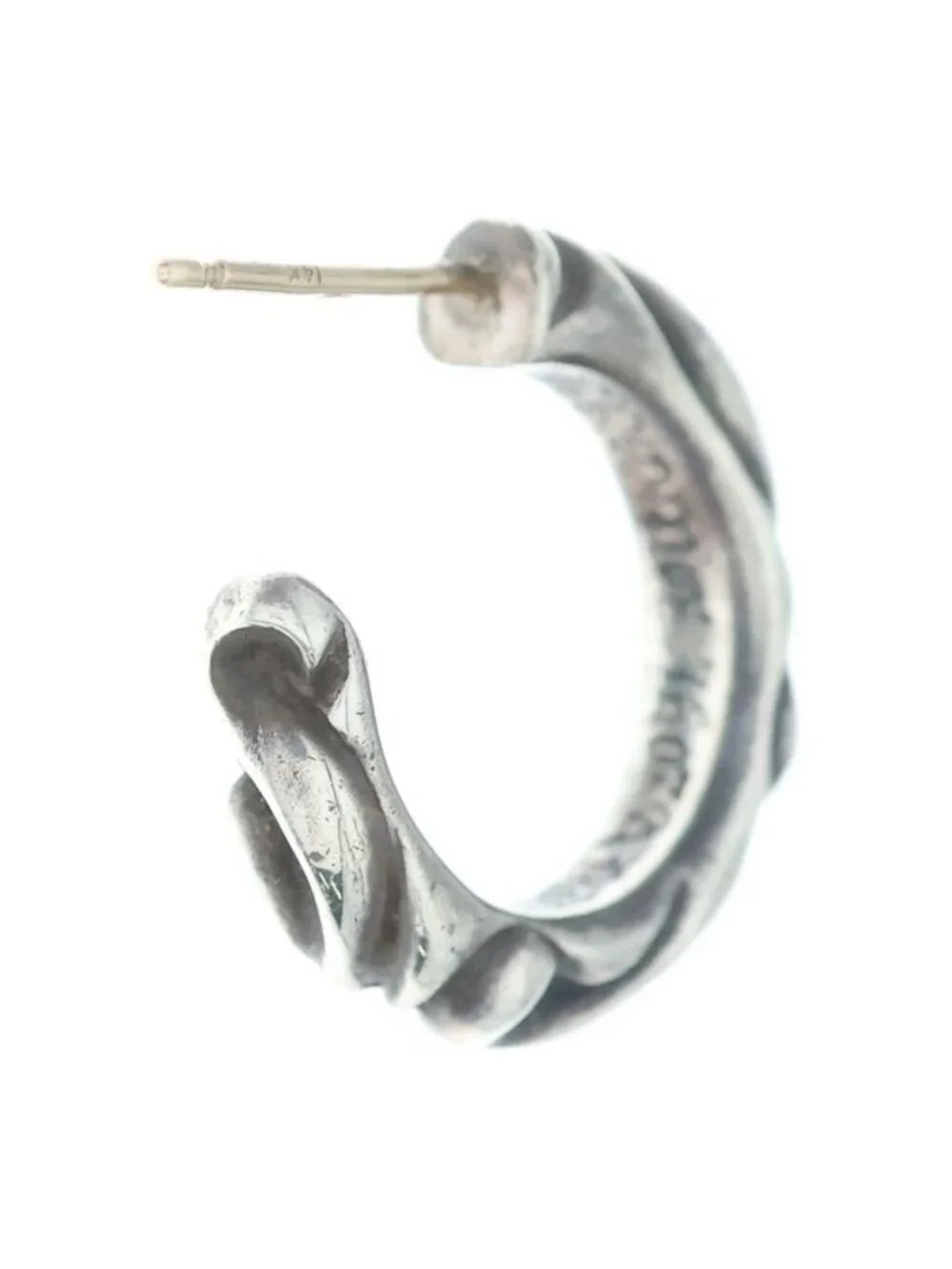 Chrome Hearts Hoop Scrool Scroll Earrings Silver